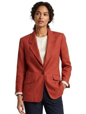 Liz Claiborne Vintage Silk Blend Tomato Red 1 Button Blazer Size 4p